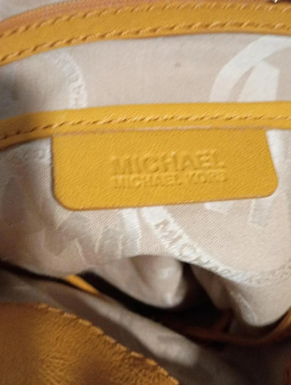Michael Kors Yellow Leather Satchel with Gold-Tone MK Lock